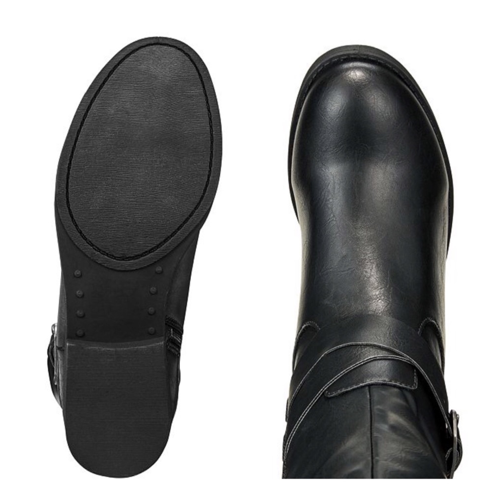 Black Vegan Leather Riding Boots Wide Calf New 8 - Picture 4 of 8